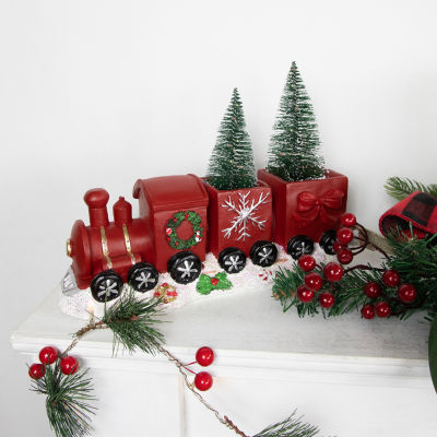 Northlight "12"" Red And Gold Train With Led Frosted Trees" Christmas Tabletop Decor