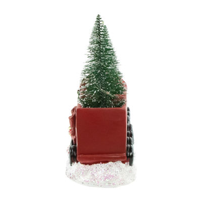 Northlight 12" Red And Gold Train With Led Frosted Trees Christmas Tabletop Decor