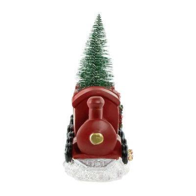 Northlight 12" Red And Gold Train With Led Frosted Trees Christmas Tabletop Decor