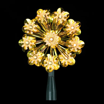 Northlight 5.5" Gold Snowflake Starburst Clear Lights Christmas Tree Topper
