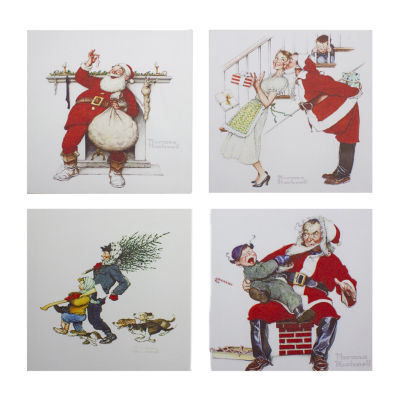 Northlight Set Of 4 Classic Norman Rockwell Christmas Scene Prints Canvas Art