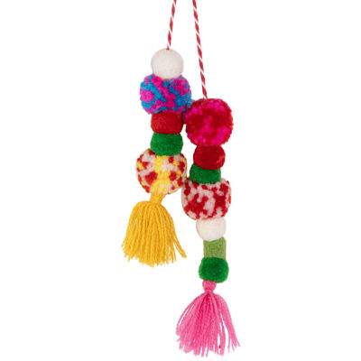 Northlight 20" White Multicolor Pom-Poms And Tassels Christmas Stocking