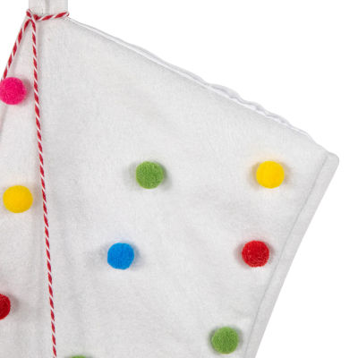 Northlight 20" White Multicolor Pom-Poms And Tassels Christmas Stocking