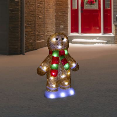 Northlight 14" Led Acrylic Gingerbread Man With Scarf Outdoor Christmas Holiday Yard Art