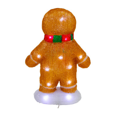 Northlight 14" Led Acrylic Gingerbread Man With Scarf Outdoor Christmas Holiday Yard Art