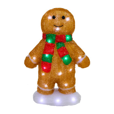 Northlight "14"" Led Acrylic Gingerbread Man With Scarf Outdoor" Christmas Yard Art