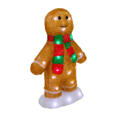 Northlight "14"" Led Acrylic Gingerbread Man With Scarf Outdoor" Christmas Yard Art