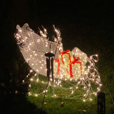 Northlight "48"" White Pre-Lit Crystal 3d Sleigh" Christmas Yard Art