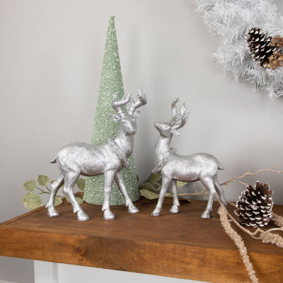 Northlight 10.75" Silver Reindeer Glittered Christmas Tabletop Decor