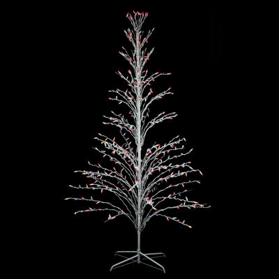 Northlight 6' White Cascade Twig Tree Outdoor Decoration  Multi Lights Christmas Yard Art