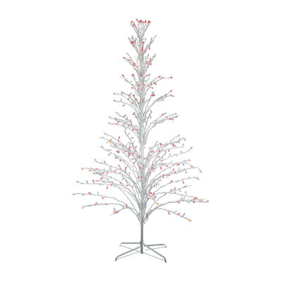 Northlight 6' White Cascade Twig Tree Outdoor Decoration  Multi Lights Christmas Holiday Yard Art