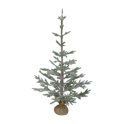 Northlight Snow Covered Slim Artificial With Jute Base Unlit 3 Foot Pine Christmas Tree