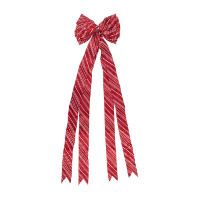 Northlight 48" X 10" Red And White Striped 16 Loop Bow Christmas Ornament