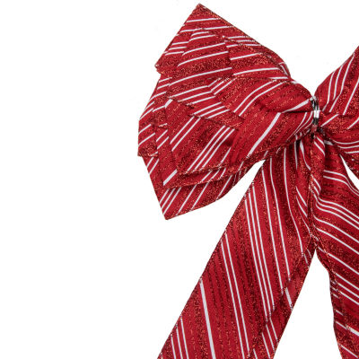 Northlight 48" X 10" Red And White Striped 16 Loop Bow Christmas Ornament