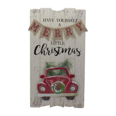 Northlight 24-Inch Merry Little Vintage Red Truck Wall Sign