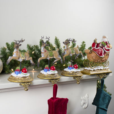 Northlight "9.5"" Santa And Reindeer" 4-pc. Christmas Stocking Holders