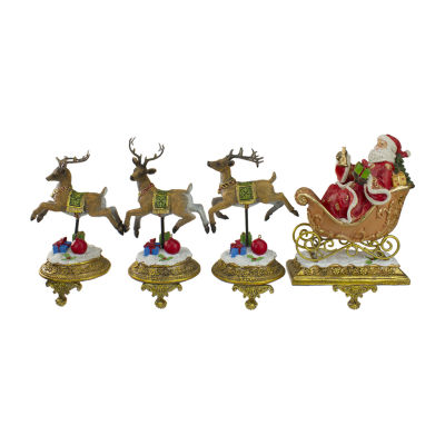 Northlight "9.5"" Santa And Reindeer" 4-pc. Christmas Stocking Holders