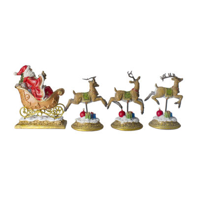 Northlight 9.5" Santa And Reindeer 4-pc. Christmas Stocking Holder