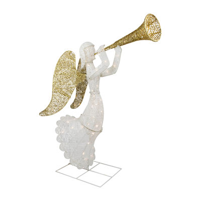 Northlight 48" Led Gold And Silver Trumpeting Angel Outdoor Christmas Holiday Yard Art