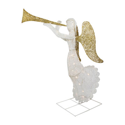 Northlight "48"" Led Gold And Silver Trumpeting Angel Outdoor" Christmas Yard Art