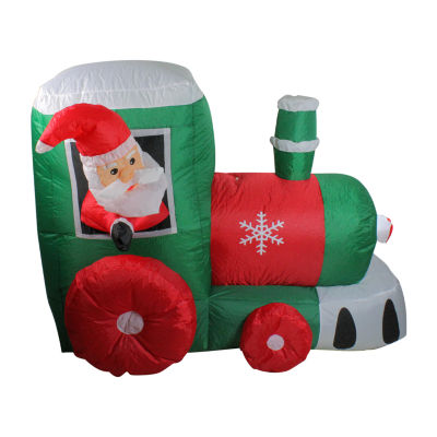 Northlight 4.5' Inflatable Santa On Locomotive Train Outdoor Christmas Holiday Yard Art