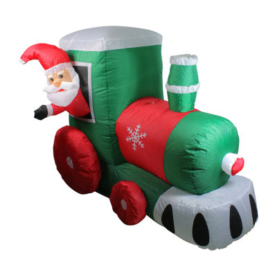 Northlight 4.5' Inflatable Santa On Locomotive Train Outdoor Christmas Holiday Yard Art