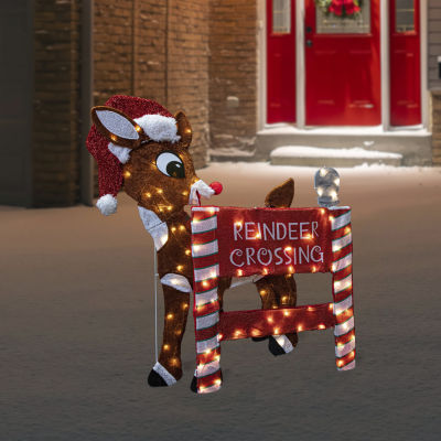 Northlight "36"" Led Rudolph Reindeer Crossing Outdoor Sign" Christmas Yard Art