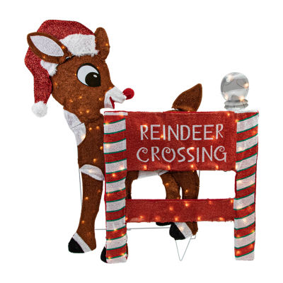 Northlight "36"" Led Rudolph Reindeer Crossing Outdoor Sign" Christmas Yard Art