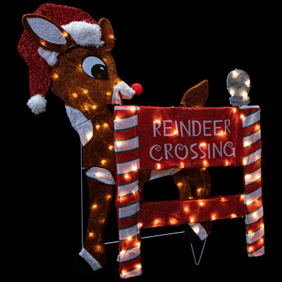 Northlight 36" Led Rudolph Reindeer Crossing Outdoor Sign Christmas Holiday Yard Art