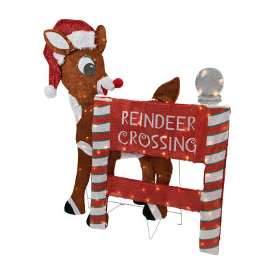 Northlight 36" Led Rudolph Reindeer Crossing Outdoor Sign Christmas Holiday Yard Art