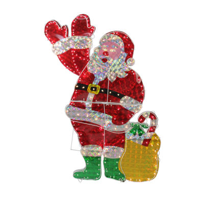 Northlight "48"" Holographic Waving Santa Claus Outdoor" Christmas Yard Art