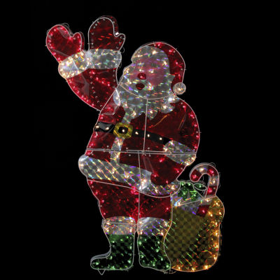 Northlight "48"" Holographic Waving Santa Claus Outdoor" Christmas Yard Art