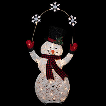 Northlight 71 LED Lighted White Iridescent Twinkling Snowman Outdoor Christmas Decoration