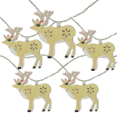 Northlight 10 Battery Operated Warm White Led Reindeer 4.5 Ft Clear Wire Indoor String Lights