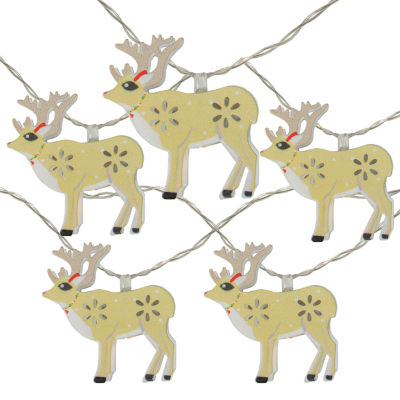 Northlight 10 Battery Operated Warm White Led Reindeer 4.5 Ft Clear Wire String Lights