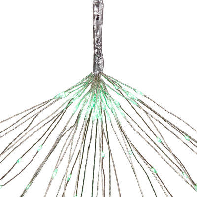 Northlight """20"""" Led Firework Silver Branch Decoration Green""" String Lights