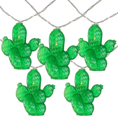 Northlight 10-Count Green Prickly Pear Cactus Led 5.5ft Clear Wire Indoor String Lights