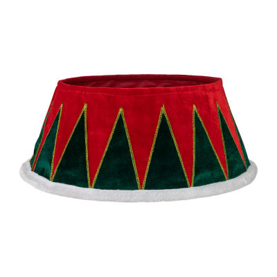 Northlight 25" Red And Green Drum With White Trim Christmas Tree Collar