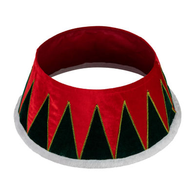 Northlight 25" Red And Green Drum With White Trim Christmas Tree Collar