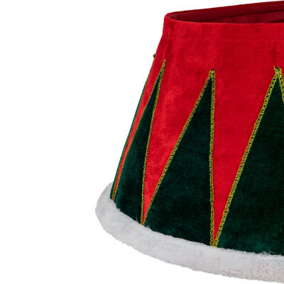 Northlight 25" Red And Green Drum With White Trim Christmas Tree Collar