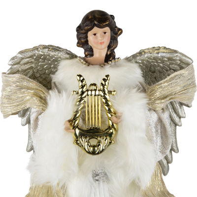 Northlight 18" White And Silver Angel Unlit Christmas Tree Topper