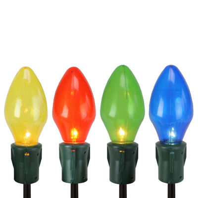 Northlight Multi-Color Jumbo C7 Bulb Marker Lawn Stakes 4-pc. Pre-Lit Christmas Pathway Lights