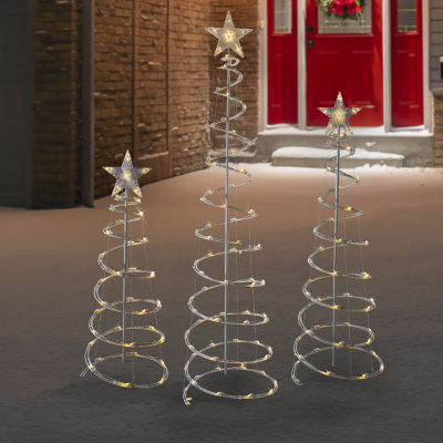 Northlight Set Of 3 Led Warm White Outdoor Spiral Cone Trees Christmas Yard Art