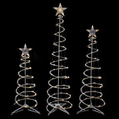 Northlight Set Of 3 Led Warm White Outdoor Spiral Cone Trees Christmas Holiday Yard Art