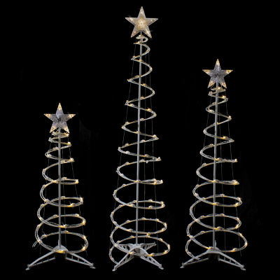 Northlight Set Of 3 Led Warm White Outdoor Spiral Cone Trees Christmas Yard Art