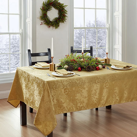 Elrene Home Fashions Poinsettia Elegance Tablecloth, One Size, Yellow