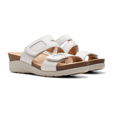 Clarks Womens Calenne Maye Wedge Sandals, Color: White JCPenney