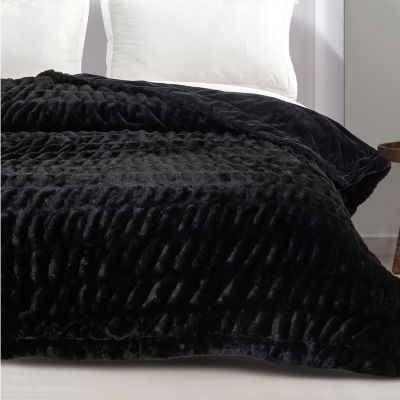 Linery Ruched Faux Fur Washable Reversible Midweight Throw