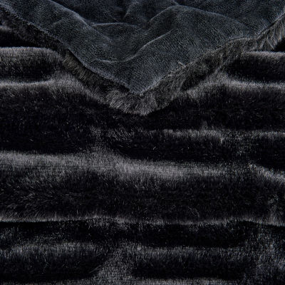 Linery Ruched Faux Fur Reversible Midweight Throw