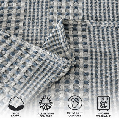 Linery All Season Waffle Weave Super Soft Reversible Lightweight Throw